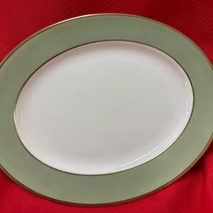 Homer Laughlin Green and White Oval Platter